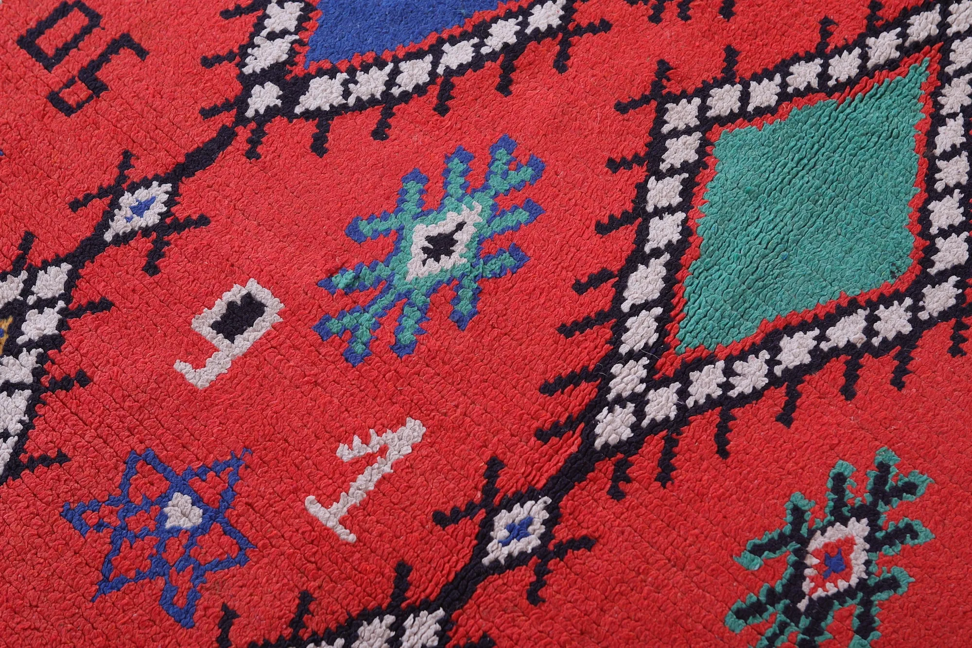 Colorful Handmade Berber Red Rug - 4.6 X 5.9 Feet