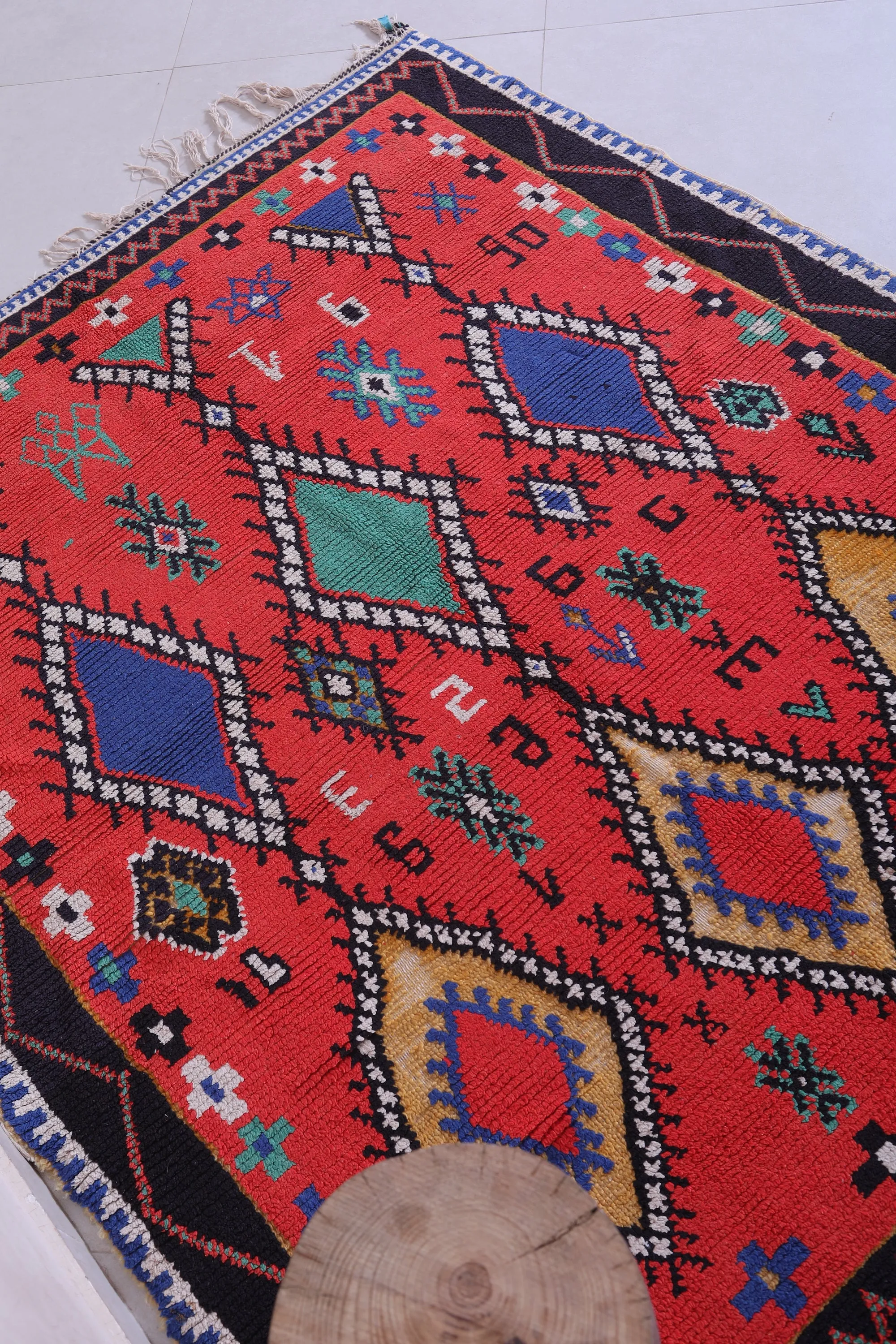 Colorful Handmade Berber Red Rug - 4.6 X 5.9 Feet