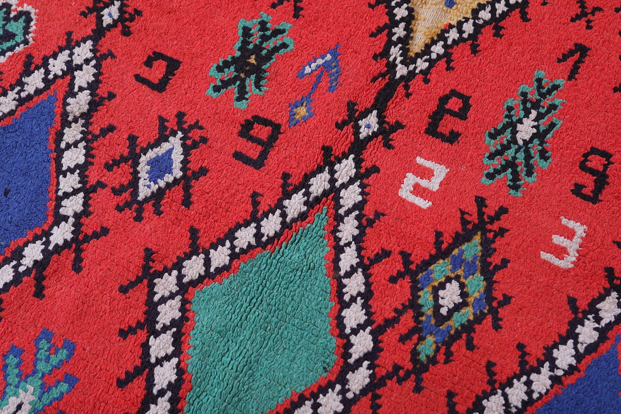 Colorful Handmade Berber Red Rug - 4.6 X 5.9 Feet