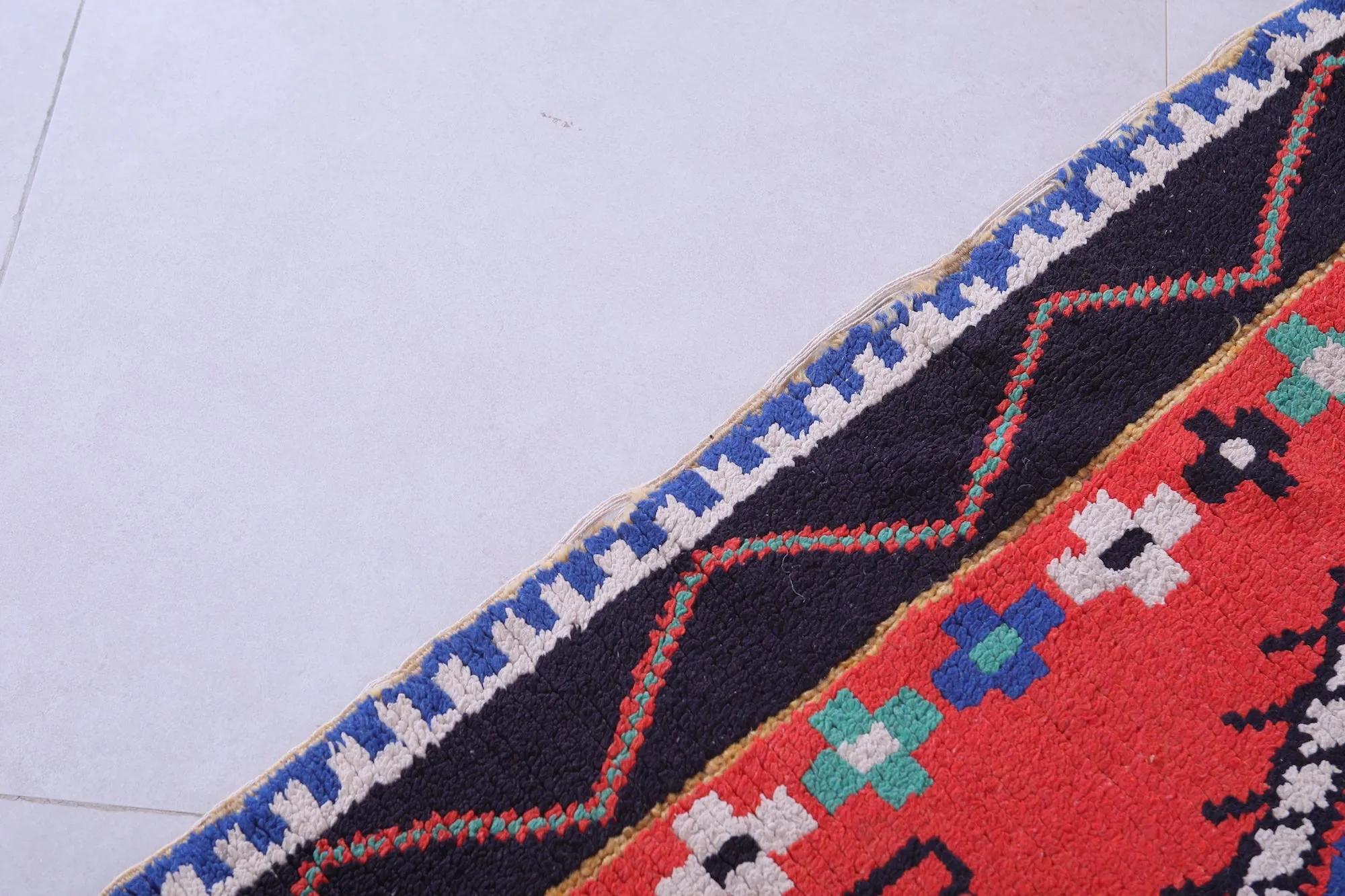Colorful Handmade Berber Red Rug - 4.6 X 5.9 Feet