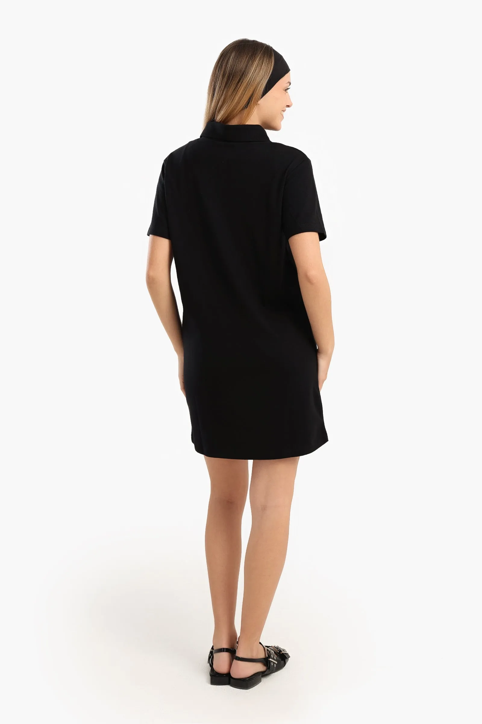 Cotton Collared Short Dress