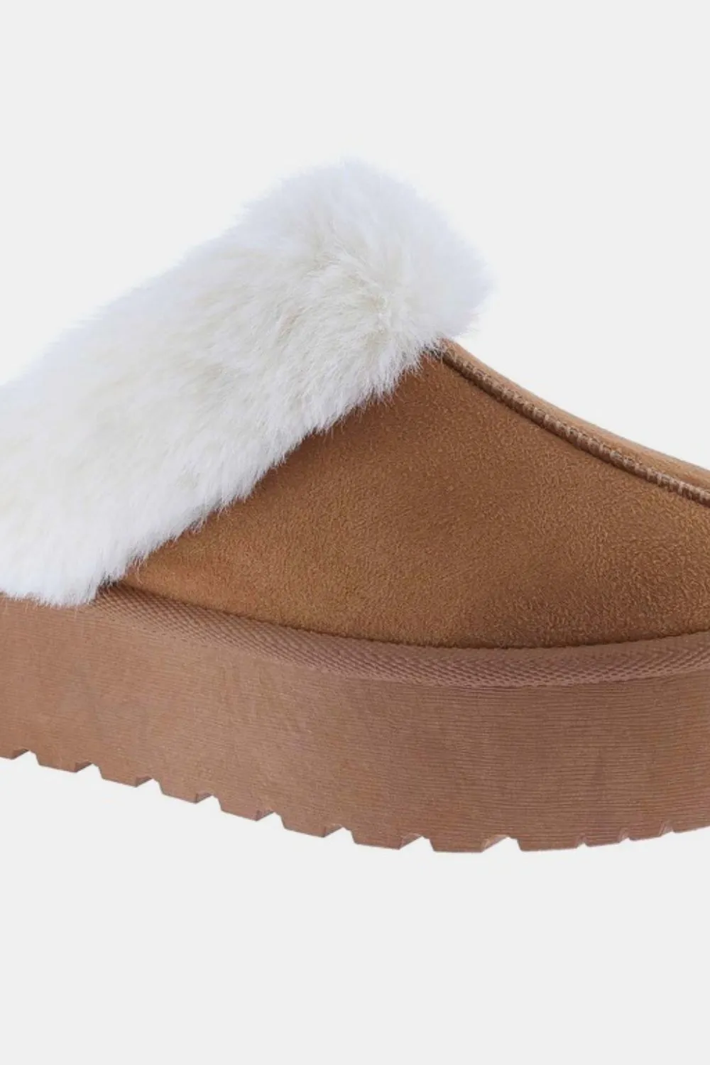Cozy Faux Fur-Trim Platform Slippers