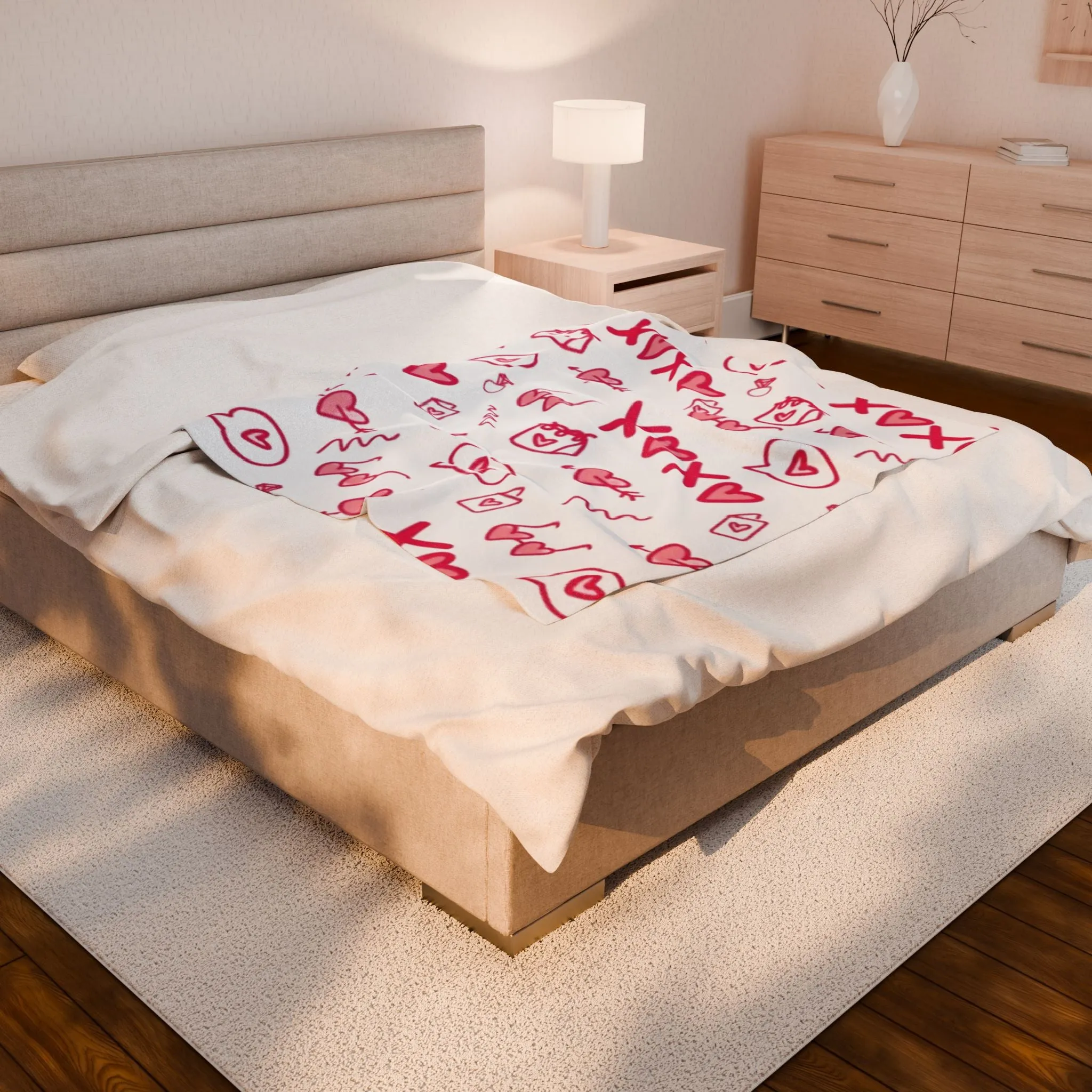 Cozy Love Heart Plush Blanket