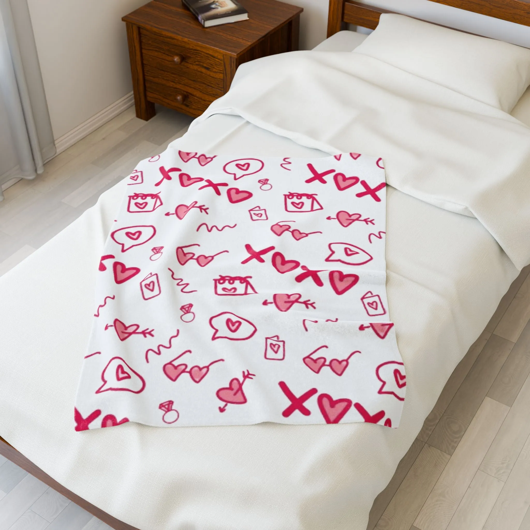 Cozy Love Heart Plush Blanket