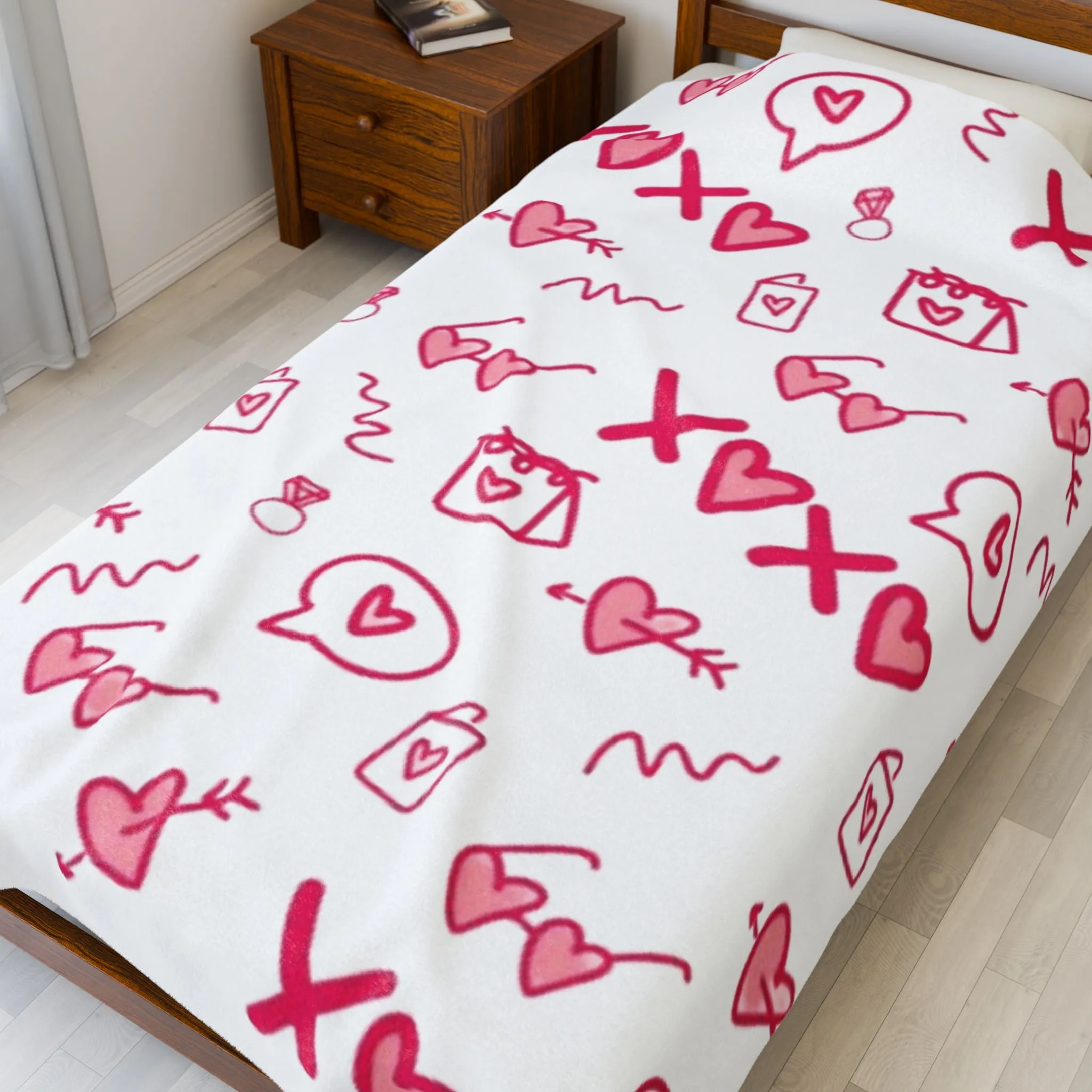 Cozy Love Heart Plush Blanket