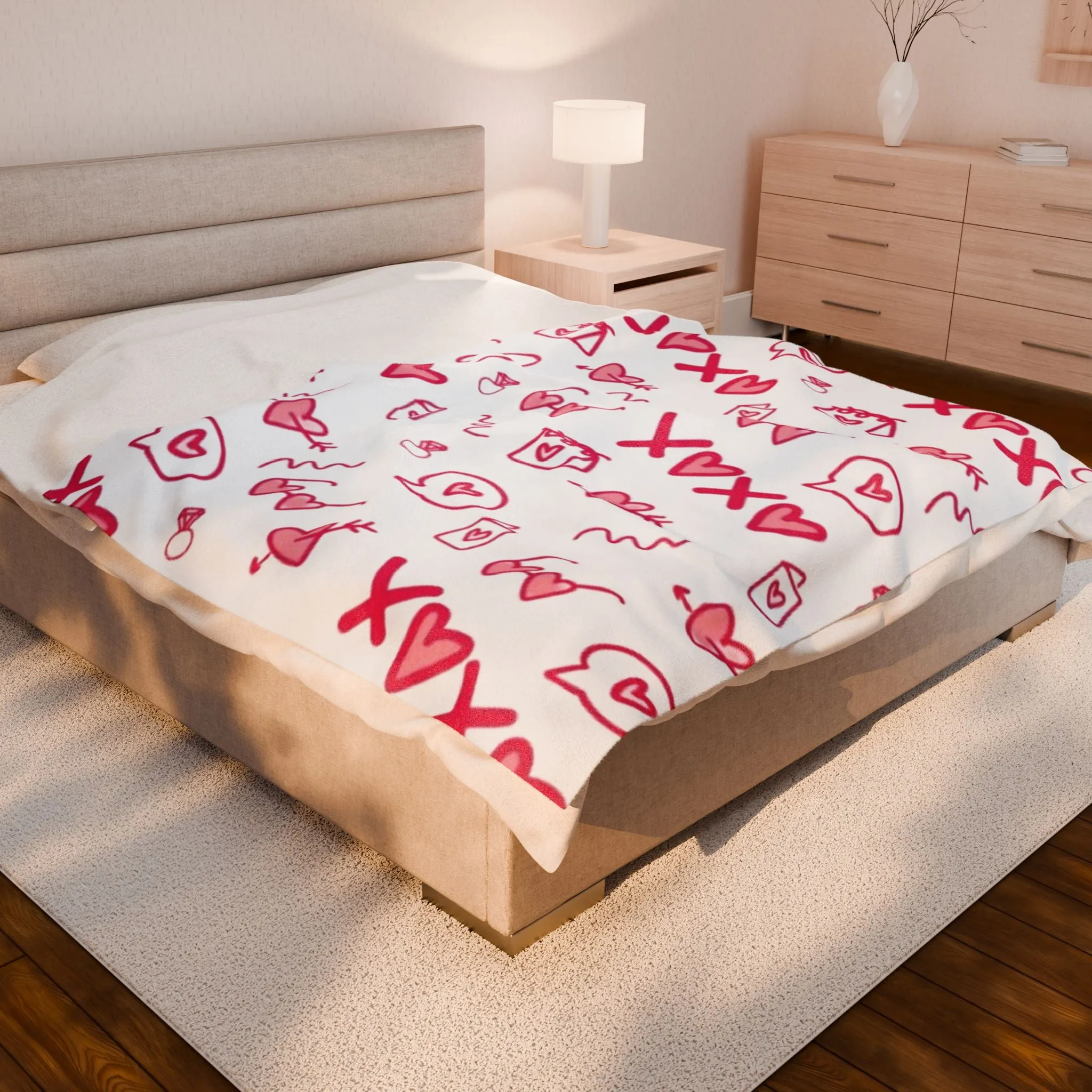 Cozy Love Heart Plush Blanket