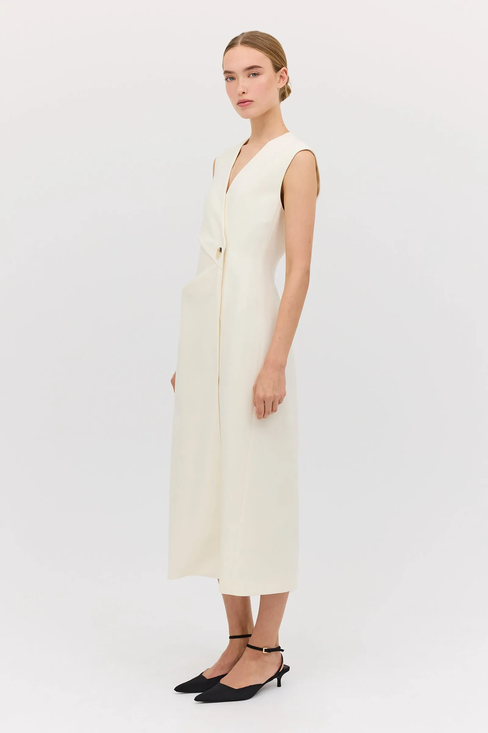 CREAM WOOL INTERLUDE DRESS