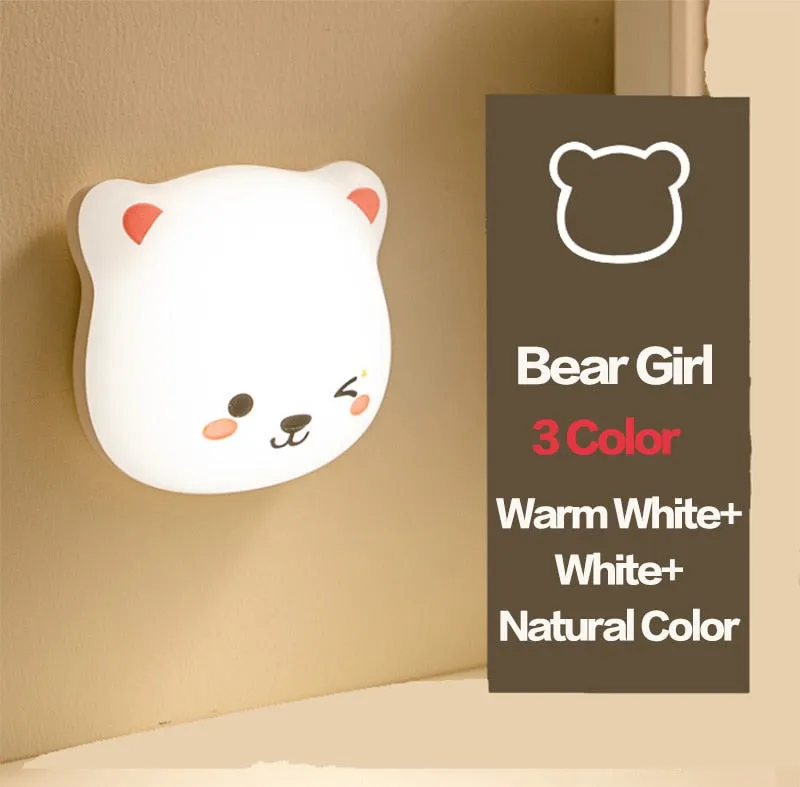 Cute Bear USB Touch-Sensor Night Wall Light