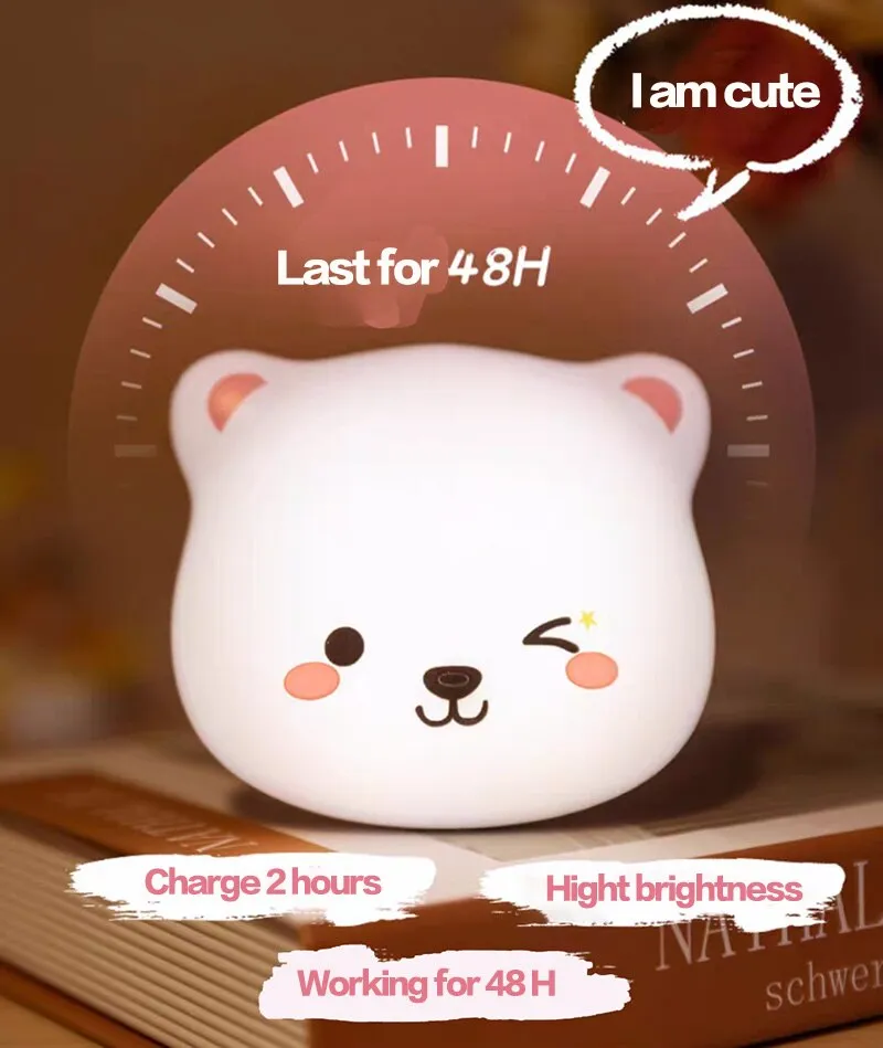 Cute Bear USB Touch-Sensor Night Wall Light