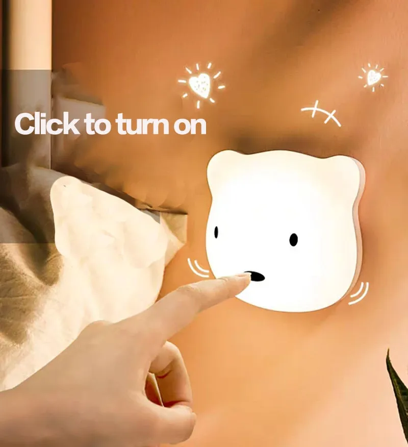 Cute Bear USB Touch-Sensor Night Wall Light