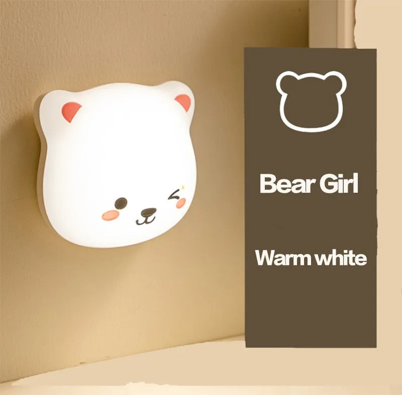 Cute Bear USB Touch-Sensor Night Wall Light