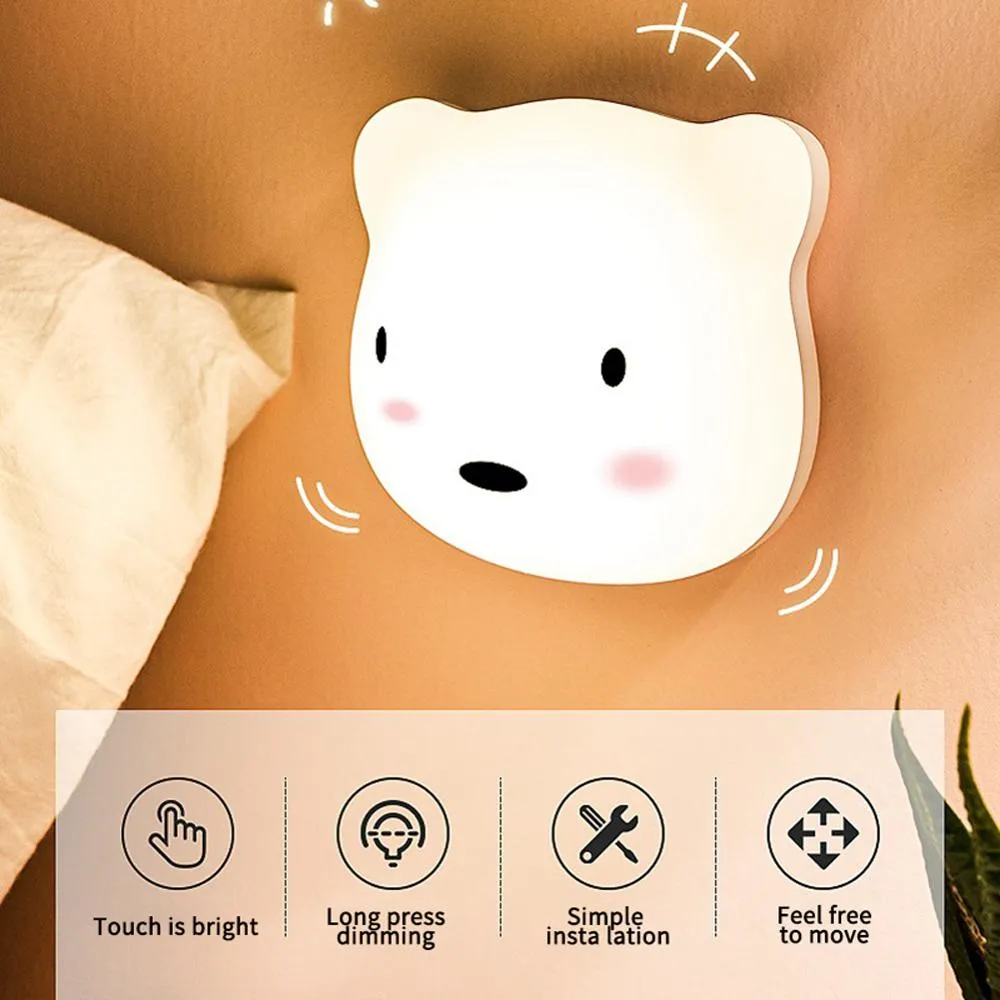 Cute Bear USB Touch-Sensor Night Wall Light
