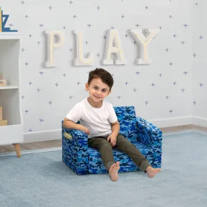 Delta Children Cozee Flip-Out Chair - 2-In-1 Convertible Chair To Lounger - Blue Camo