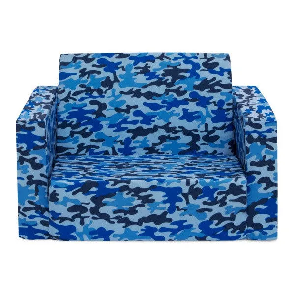 Delta Children Cozee Flip-Out Chair - 2-In-1 Convertible Chair To Lounger - Blue Camo
