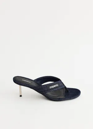 Denim Branded Thong Sandals