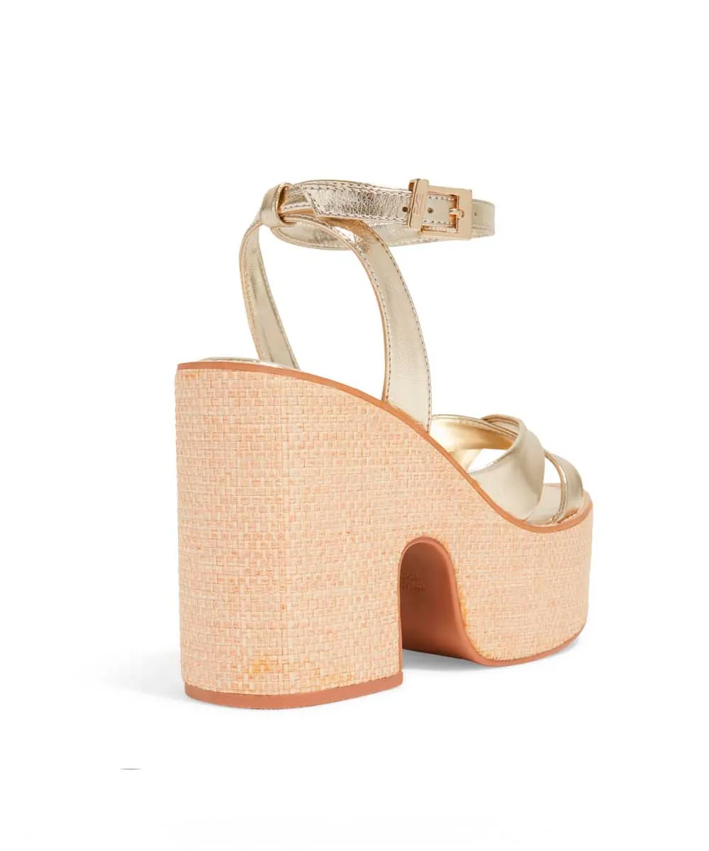 Espadrille Santa Lolla Plataforma Dourada Metalizada