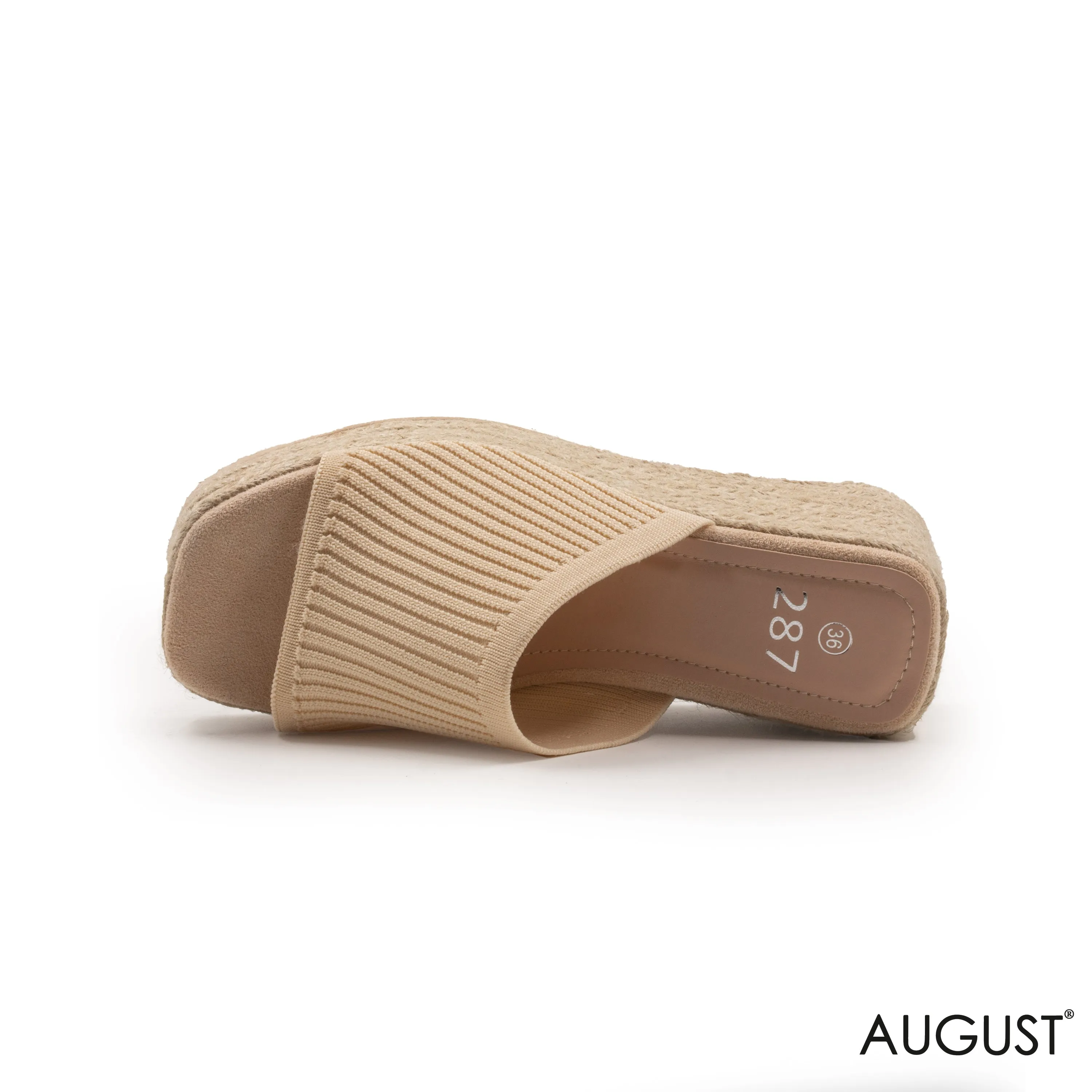 FABRIC UPPER SLIPPER WITH WEDGE SOLE