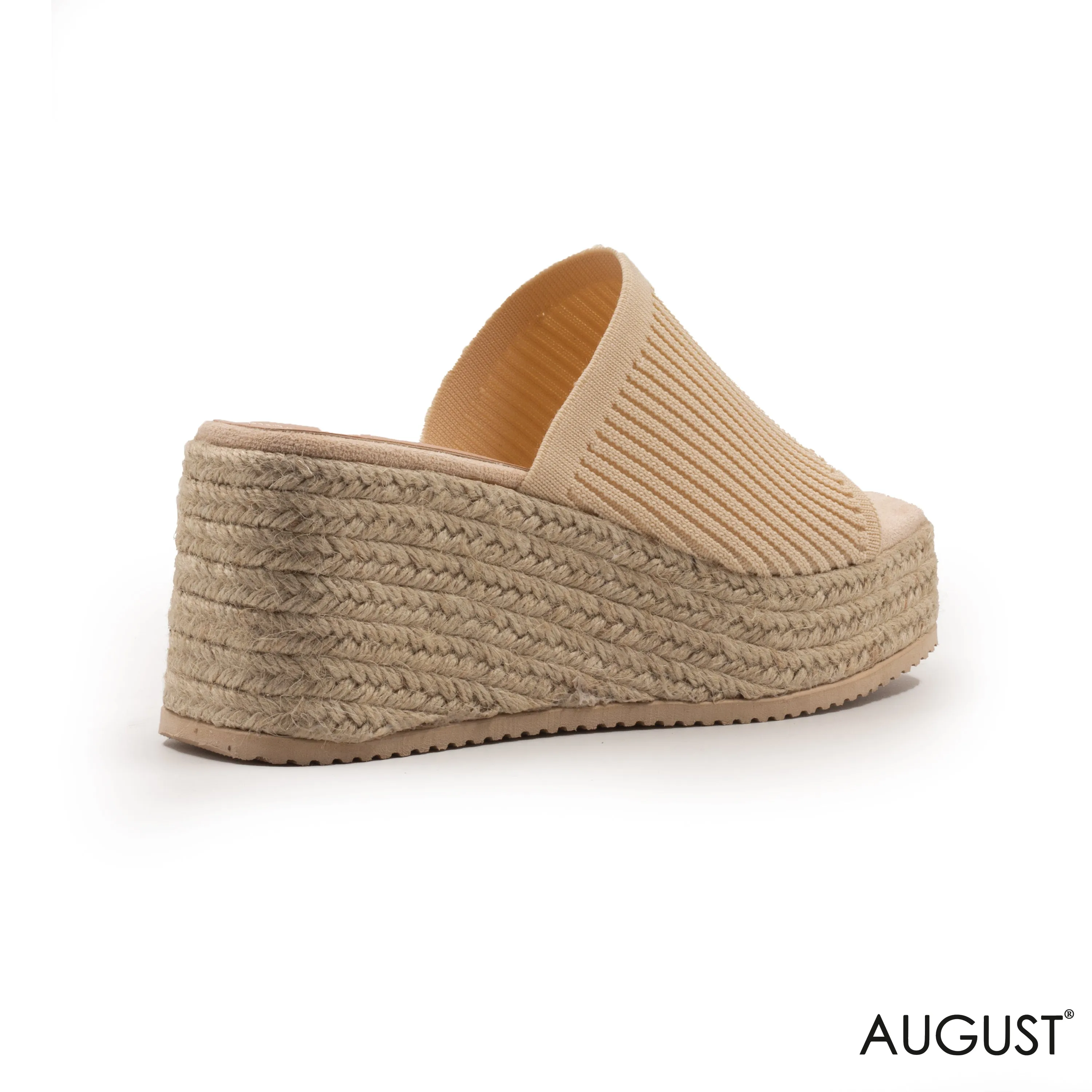 FABRIC UPPER SLIPPER WITH WEDGE SOLE