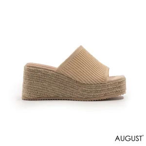 FABRIC UPPER SLIPPER WITH WEDGE SOLE