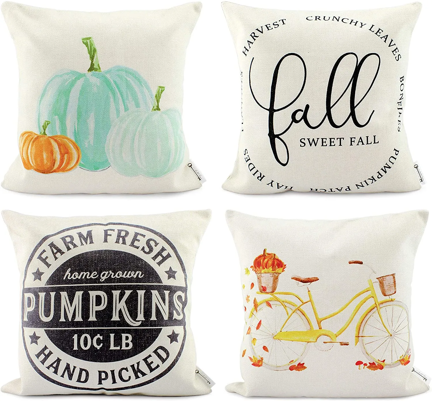 Fall Throw Pillow Covers 16x16 (Set of 4)
