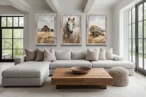 Farmhouse Wall Decor For Living Room - Set of Three Modern Rustic Farm Prints