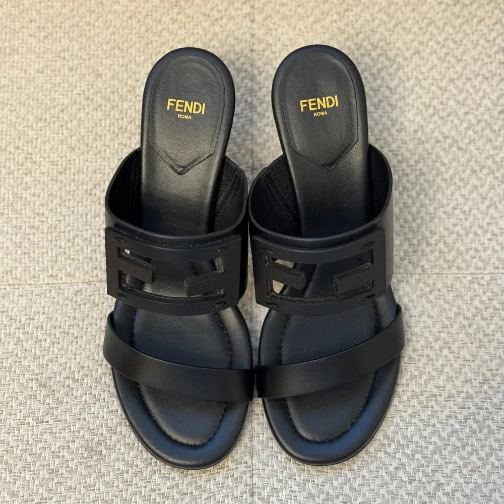 Fendi Black Baguette Mules - Size 37.5