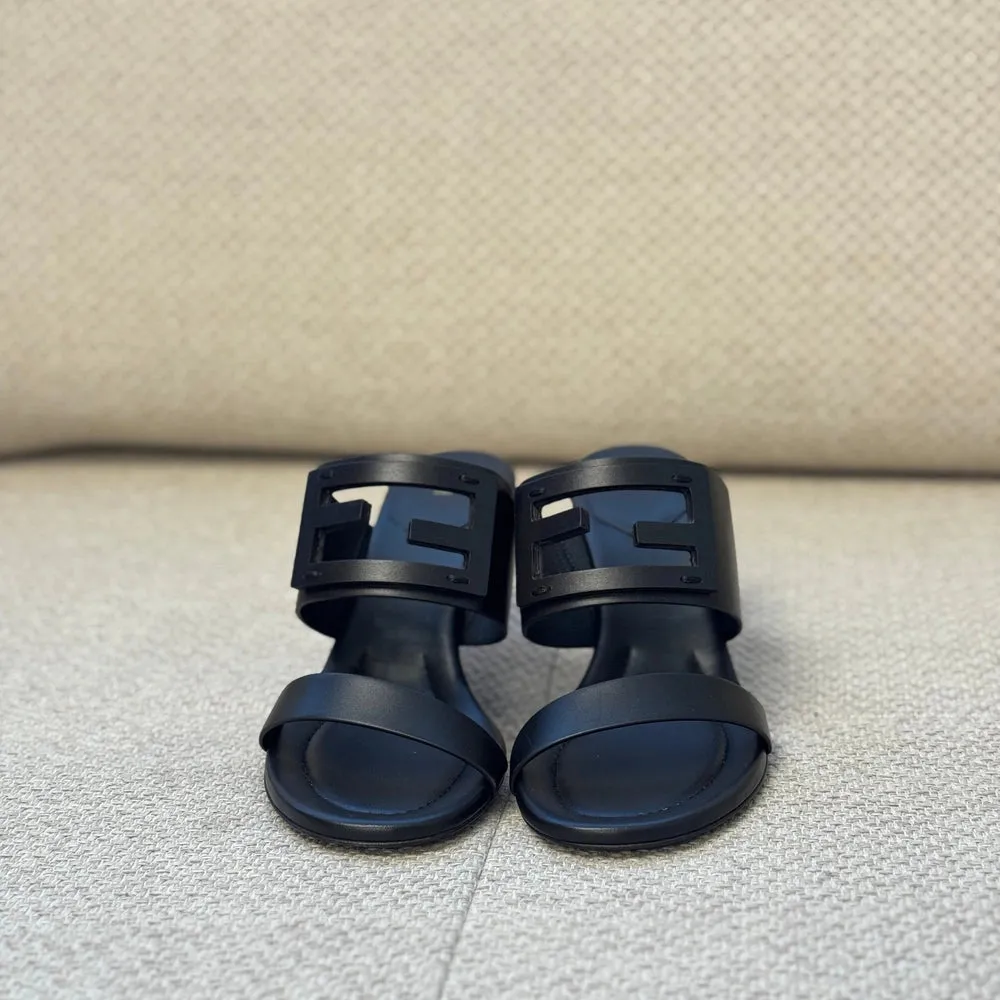 Fendi Black Baguette Mules - Size 37.5