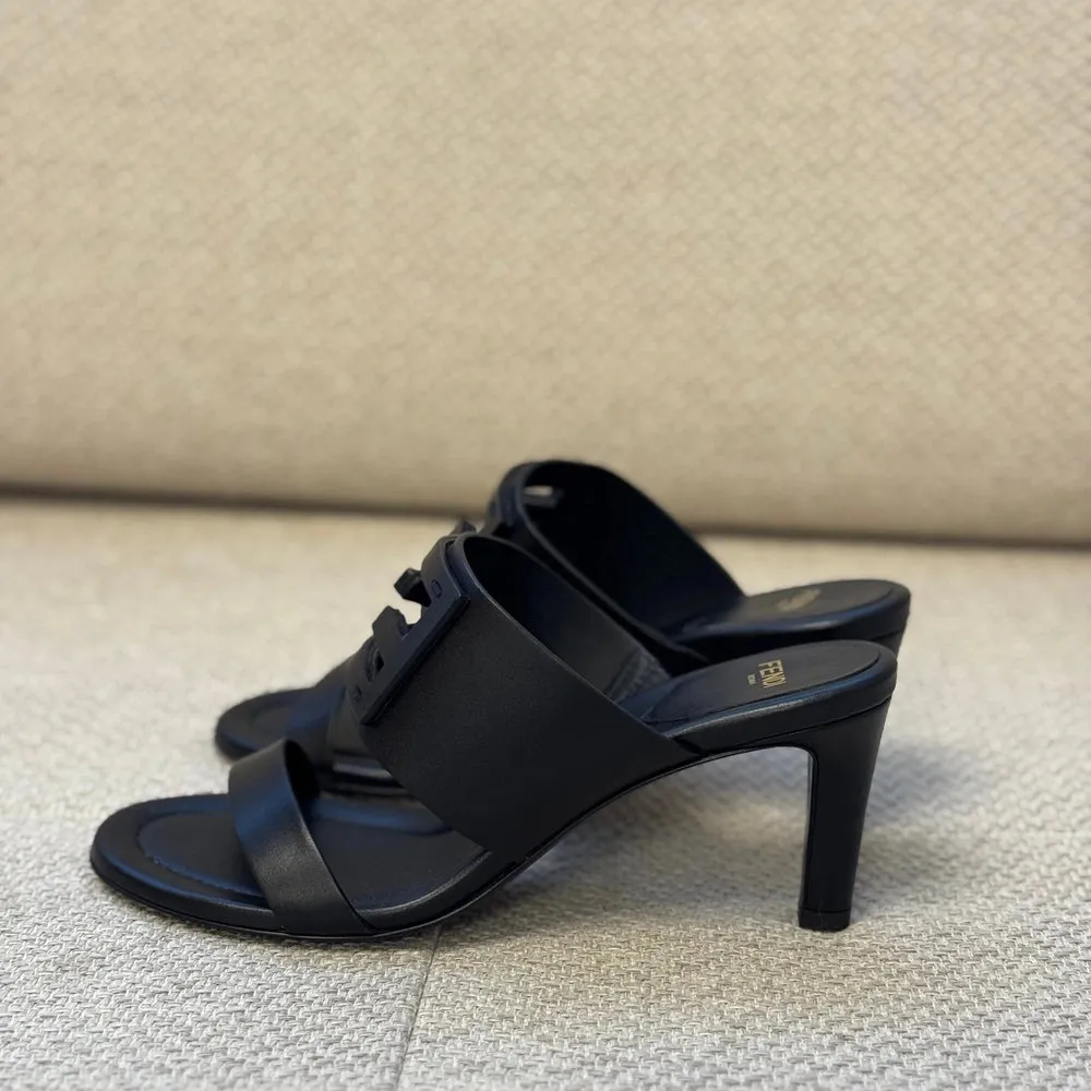 Fendi Black Baguette Mules - Size 37.5