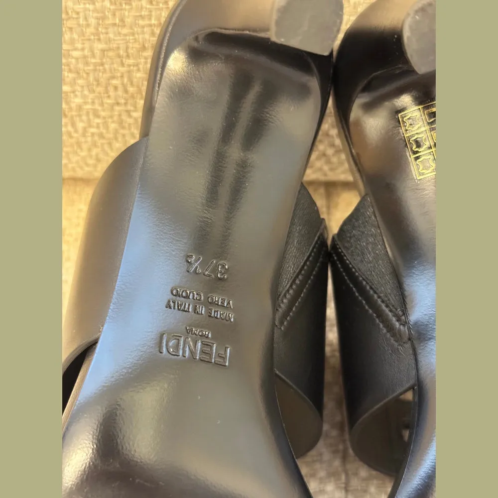 Fendi Black Baguette Mules - Size 37.5