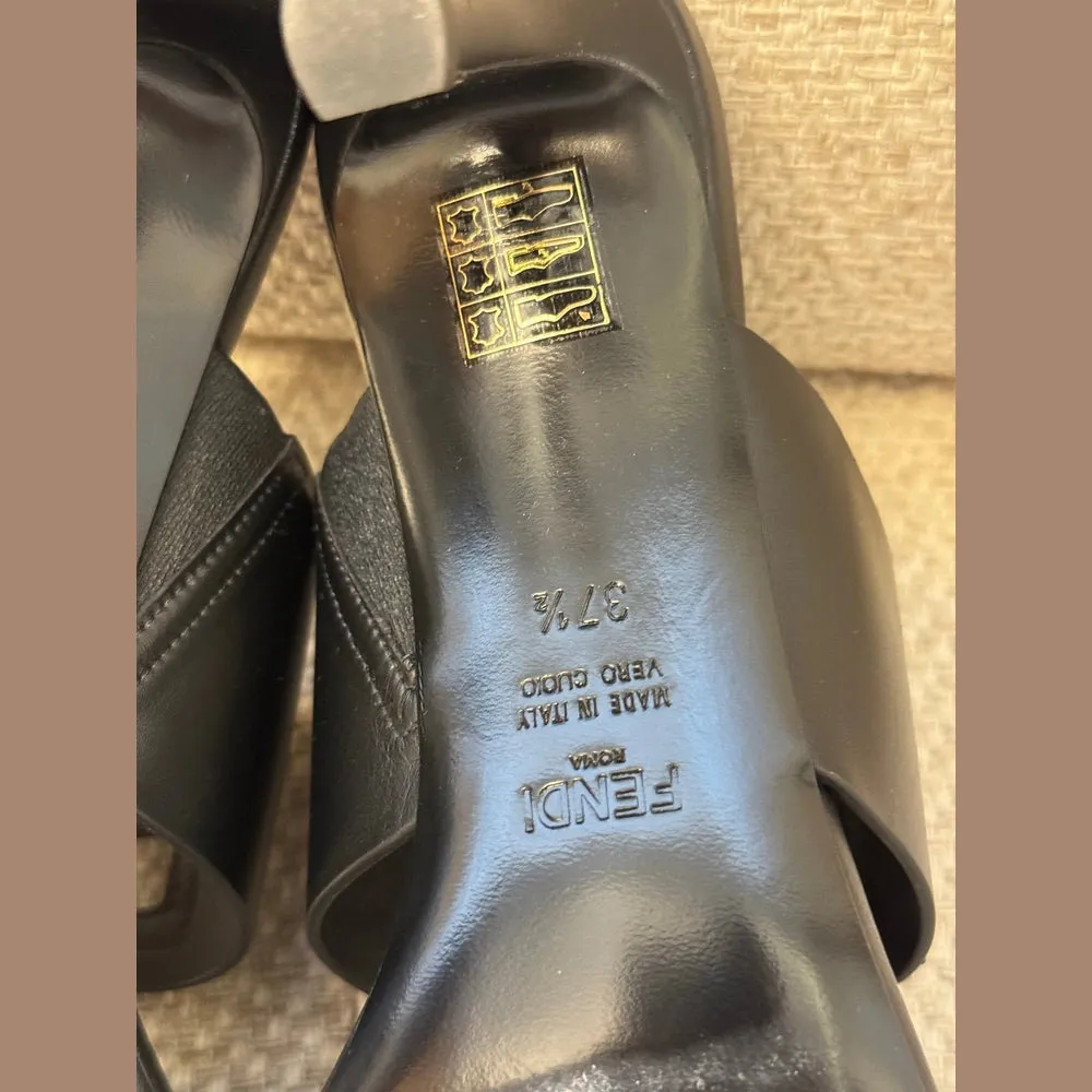 Fendi Black Baguette Mules - Size 37.5