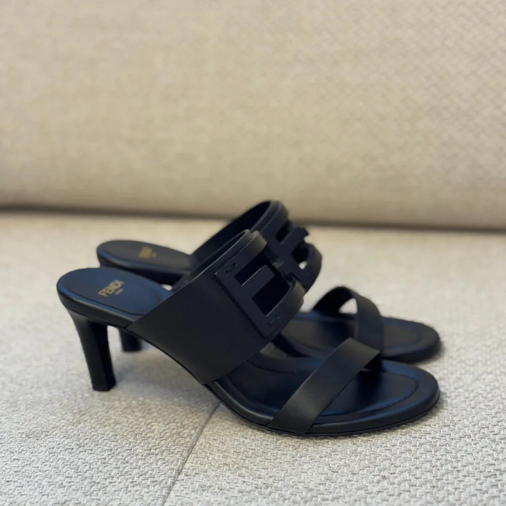 Fendi Black Baguette Mules - Size 37.5