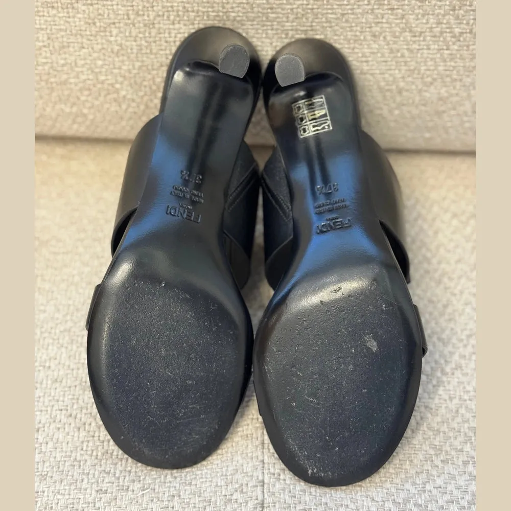 Fendi Black Baguette Mules - Size 37.5