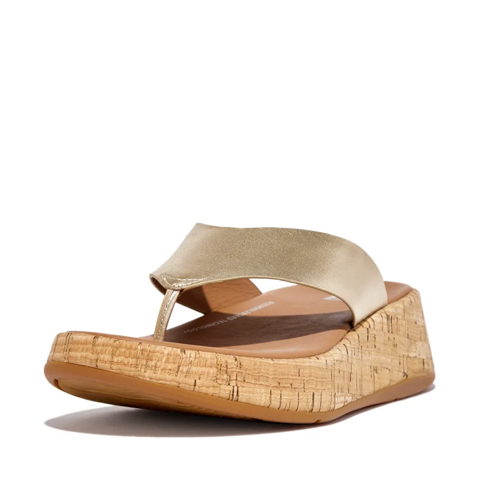 FitFlop F-MODE Leather/Cork Flatform Toe-Post Sandals