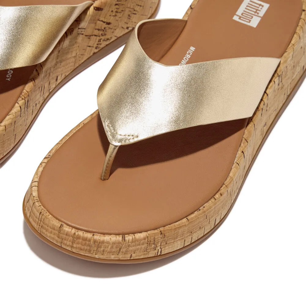 FitFlop F-MODE Leather/Cork Flatform Toe-Post Sandals