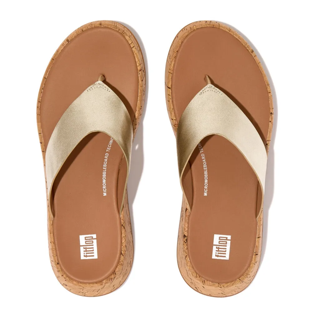FitFlop F-MODE Leather/Cork Flatform Toe-Post Sandals