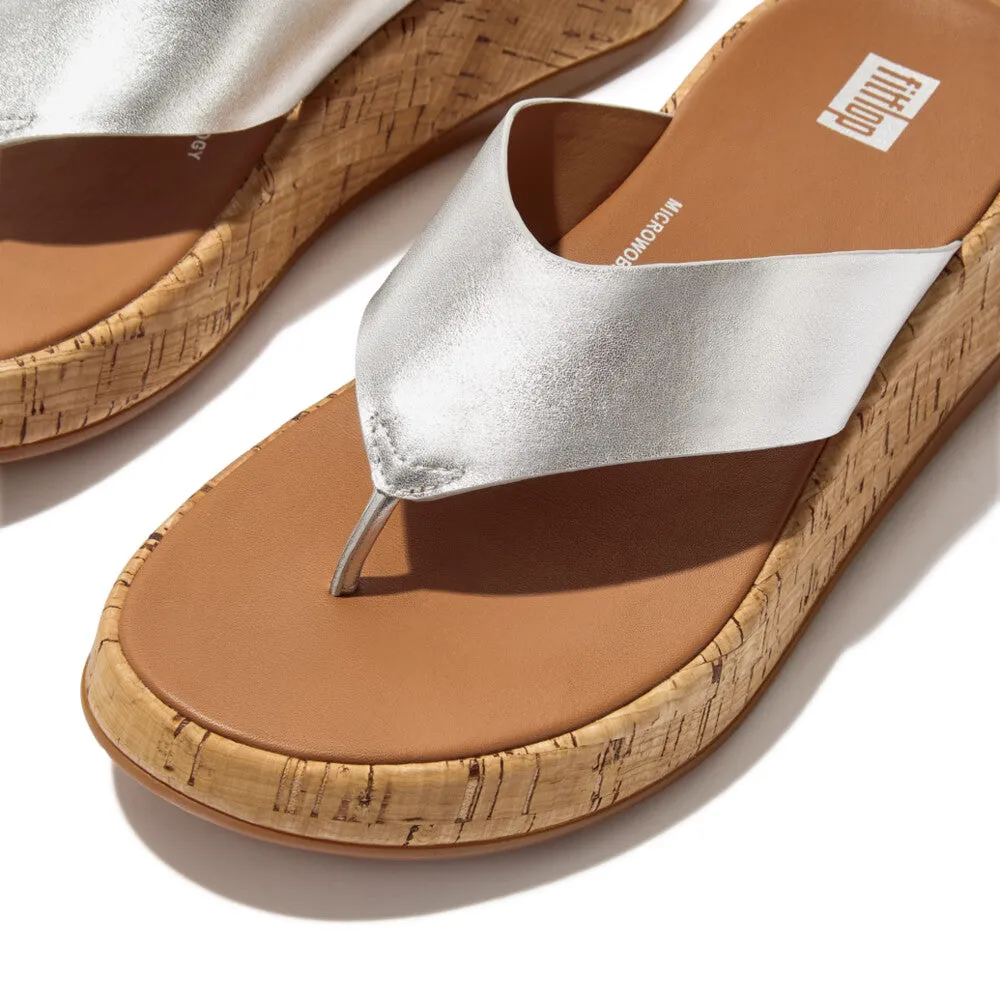 FitFlop F-MODE Leather/Cork Flatform Toe-Post Sandals