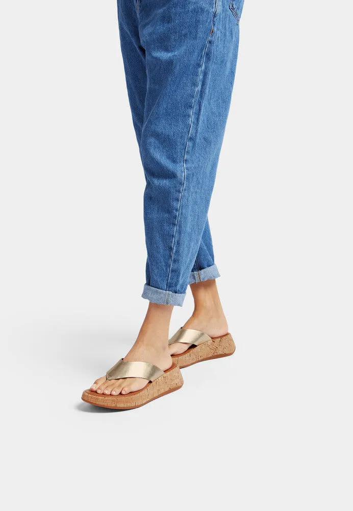 FitFlop F-MODE Leather/Cork Flatform Toe-Post Sandals