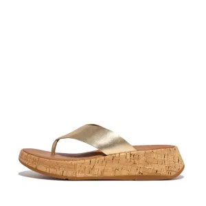 FitFlop F-MODE Leather/Cork Flatform Toe-Post Sandals