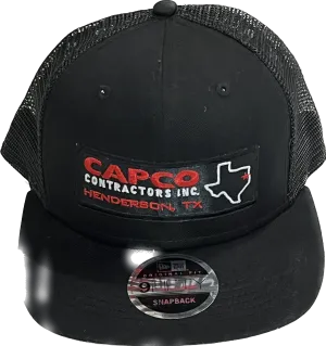 Flat Brim Black "CAPCO CITY" Snap Back - Black