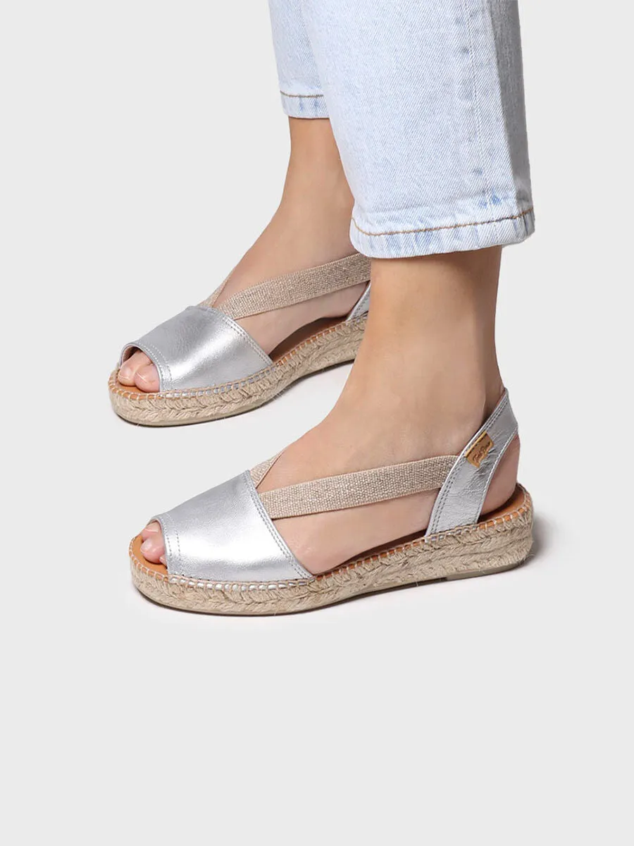 Flat leather sandal with elastics - ETNA