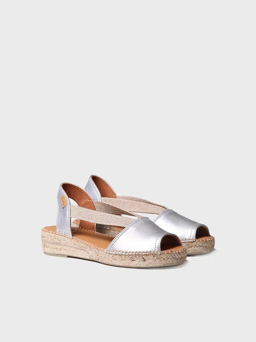 Flat leather sandal with elastics - ETNA
