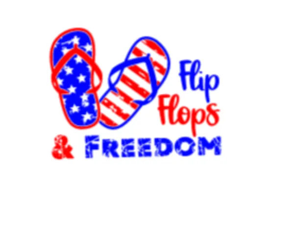 Flip Flops and Freedom 4th of July, Unisex, White Short Sleeve T-shirt