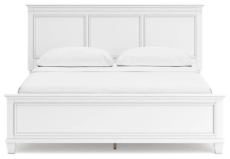 Fortman California King Panel Bed with Mirrored Dresser and Nightstand