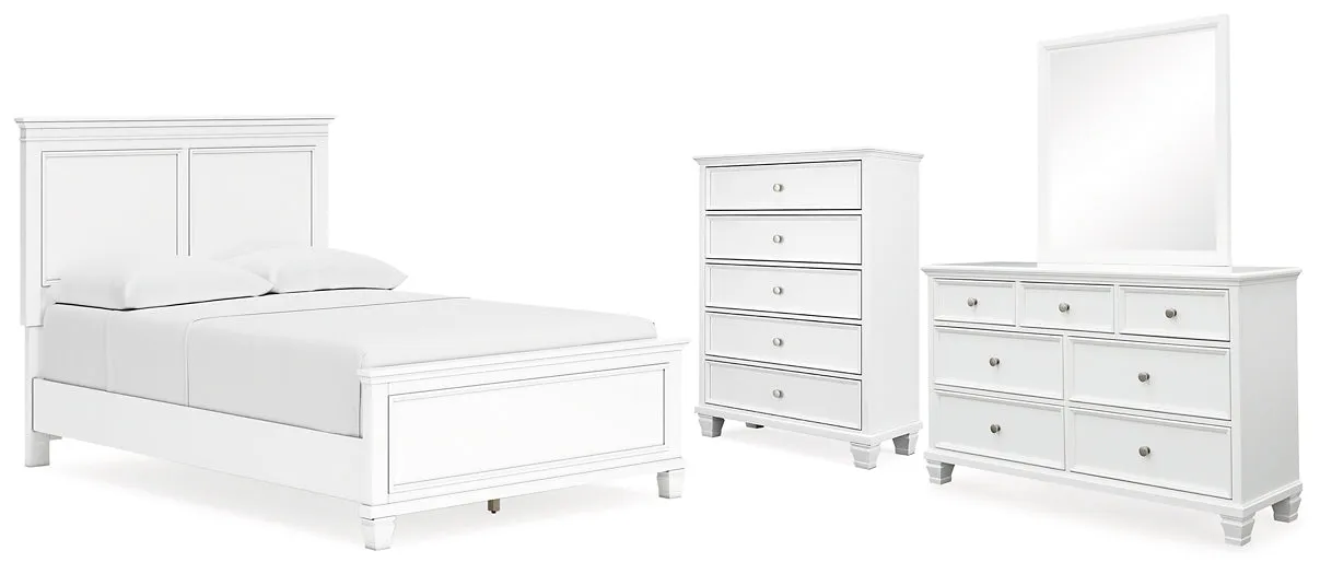 Fortman Full Panel Bed with Mirrored Dresser and Chest