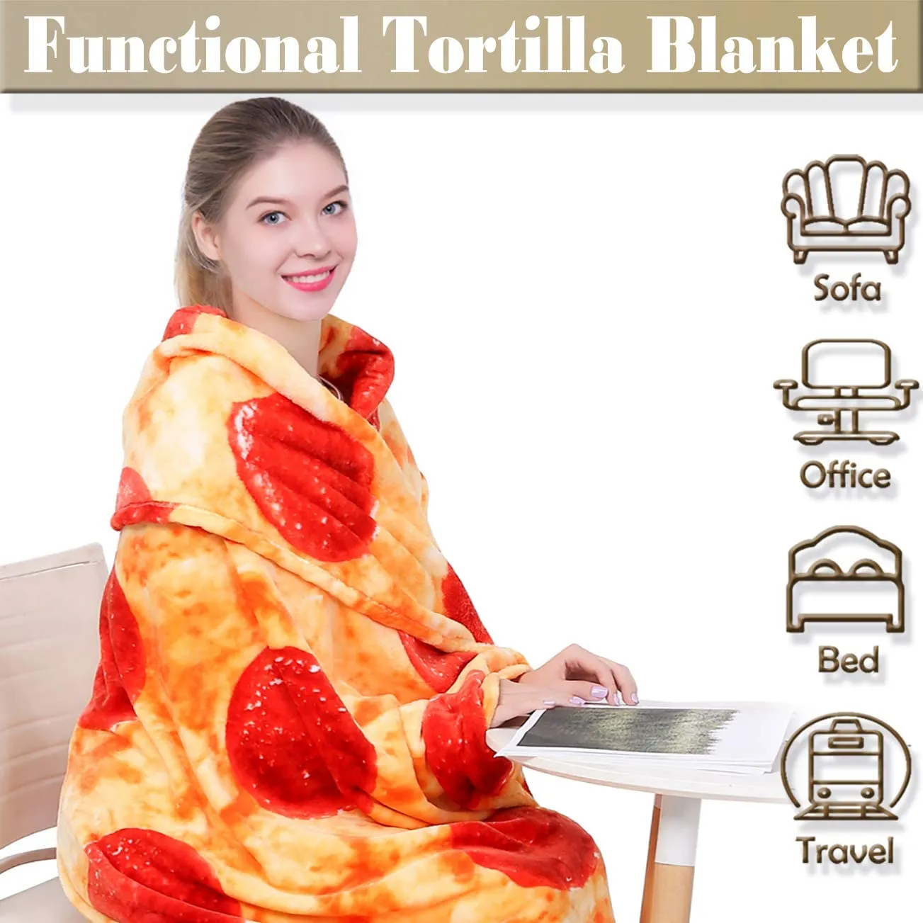 Funny Novelty Big Pizza Blanket