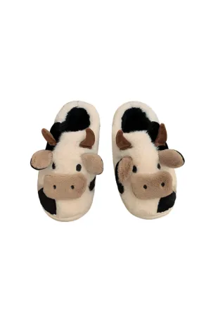 Fuzzy Cow Slippers