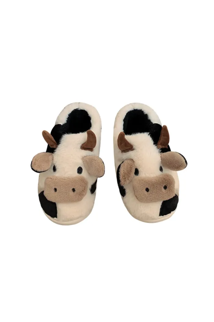 Fuzzy Cow Slippers