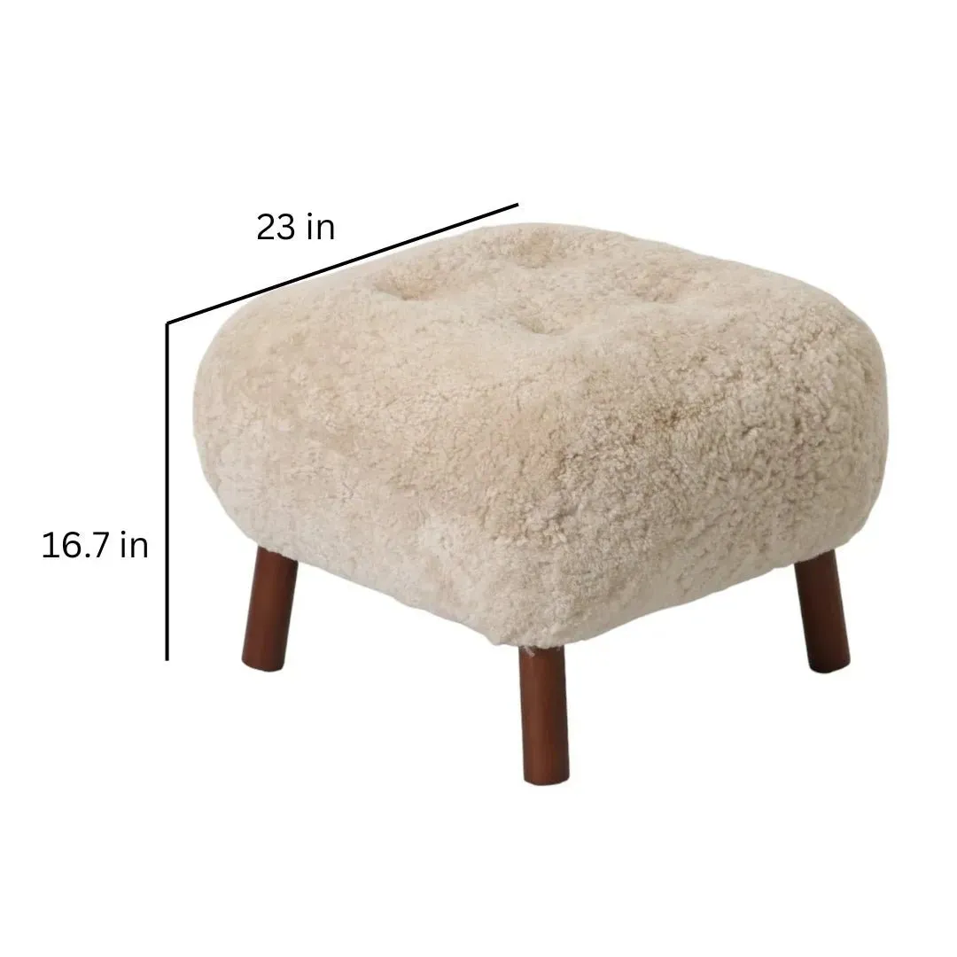 Genuine Sheepskin Ottoman Stool