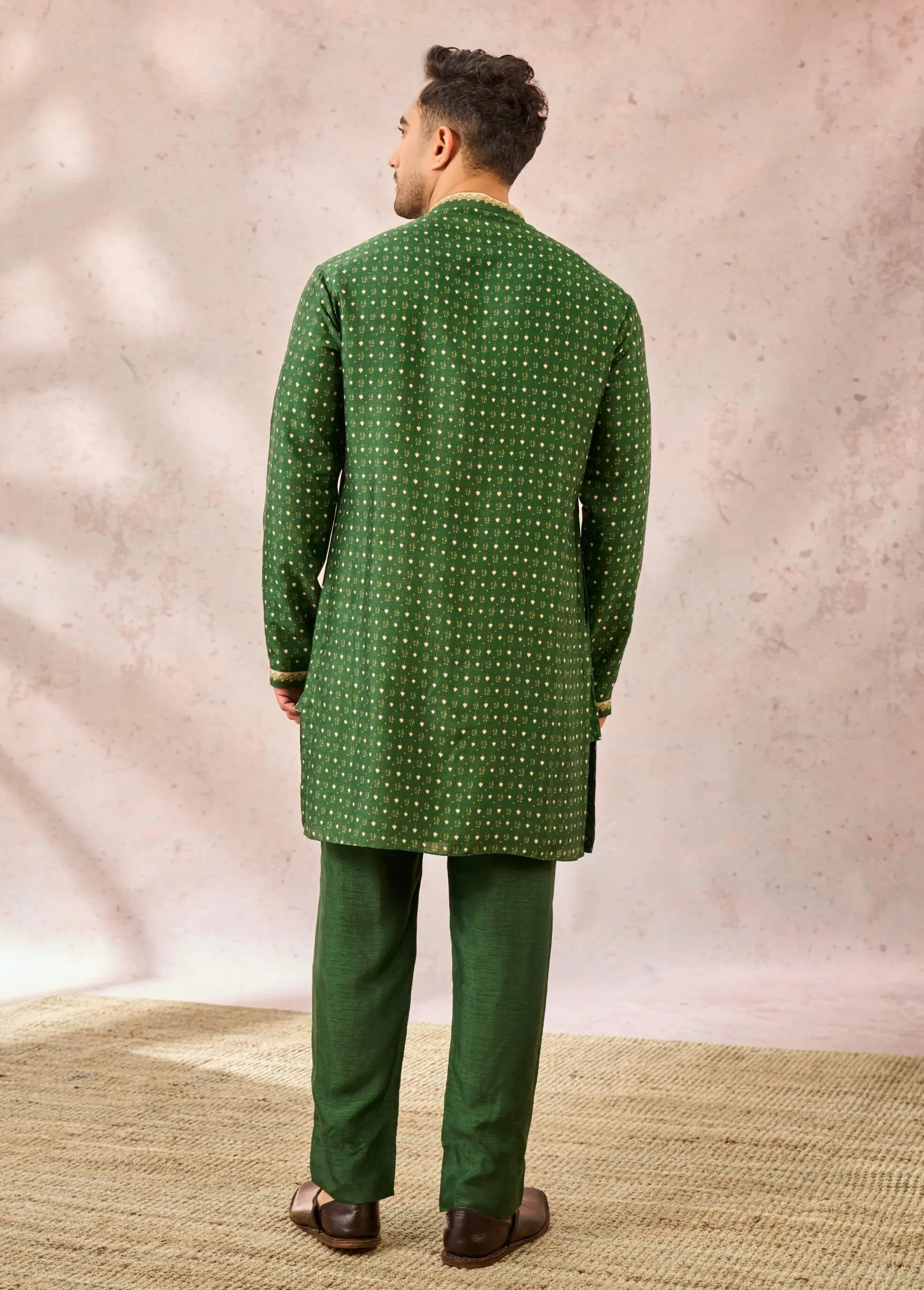 Green tree of hearts kurta and pant