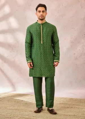 Green tree of hearts kurta and pant